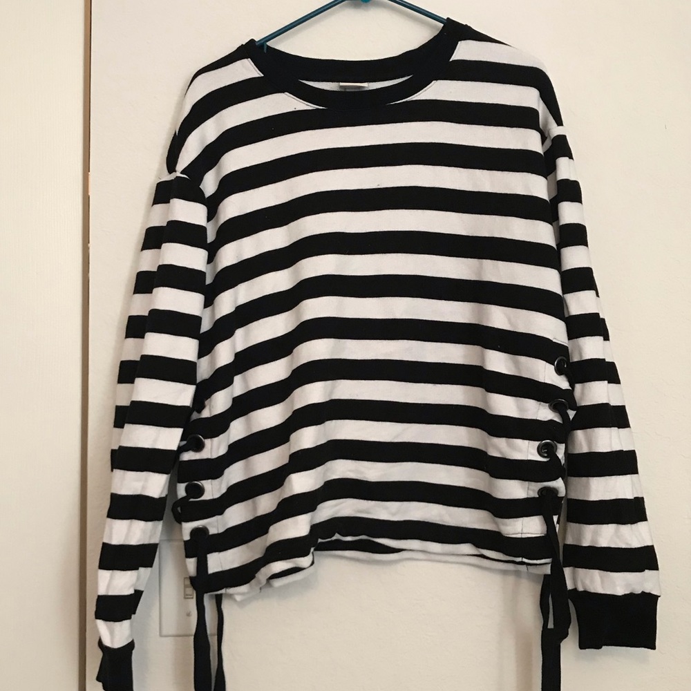 Striped tied sweater